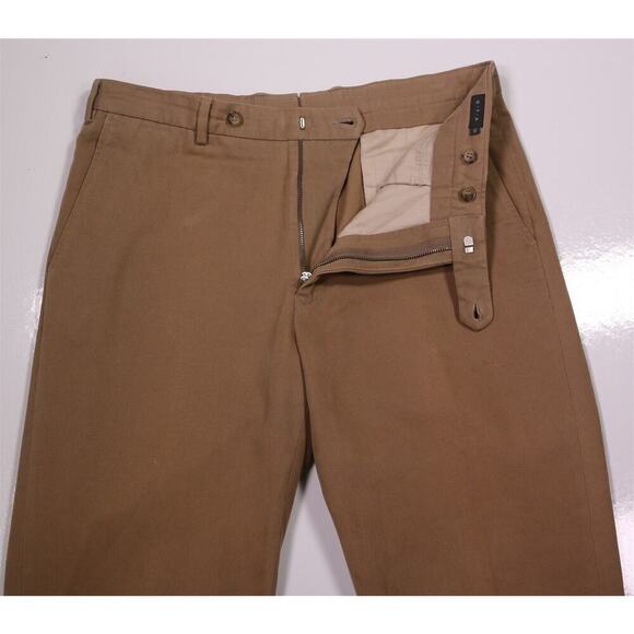 GTA il Pantalone Tan Flat Front Cotton Knit Twill Chino Pants 32x28 - Picture 5 of 8